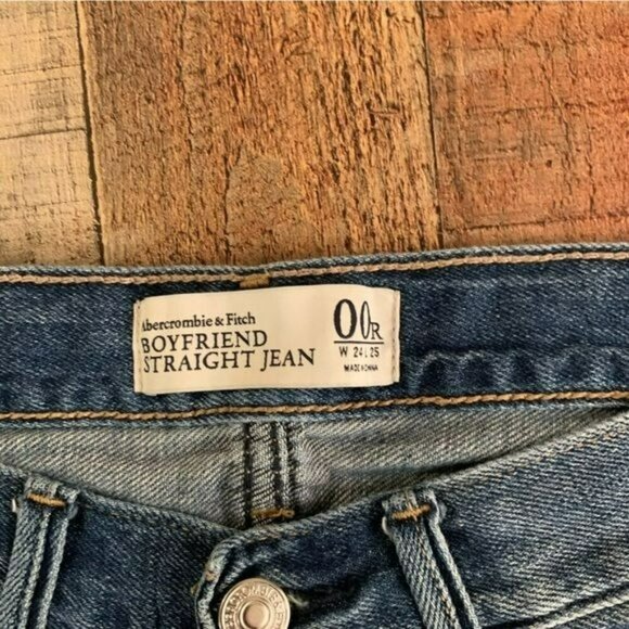 Abercrombie & Fitch Denim distressed boyfriend straight button fly jeans 00R - Picture 5 of 10